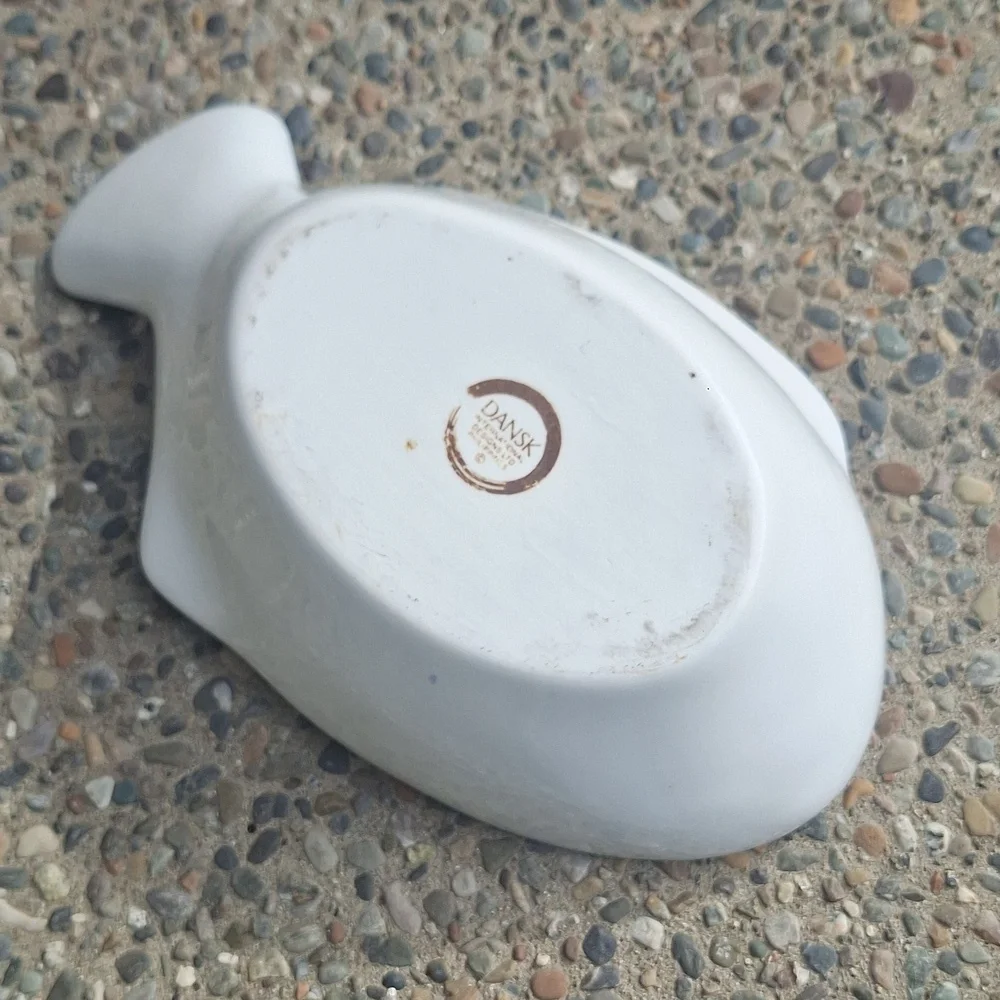 Dansk Arabesque Chowder Bowl Blue And White Fish Catch-all - Picture 2 of 7